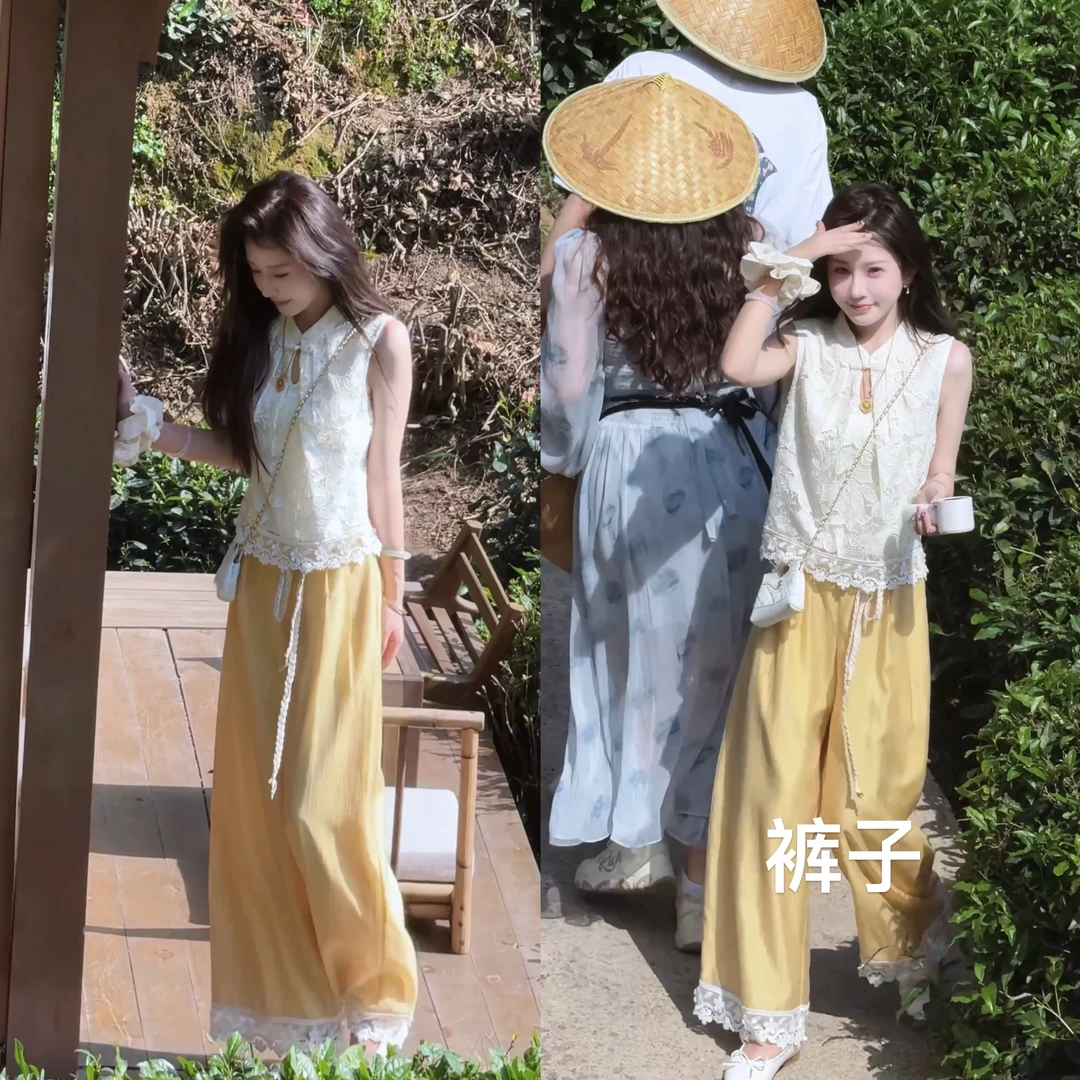 【婷婷】《一枕黄粱》天 丝定染黄色小个子阔腿裤 TTZ2SX325【Q】