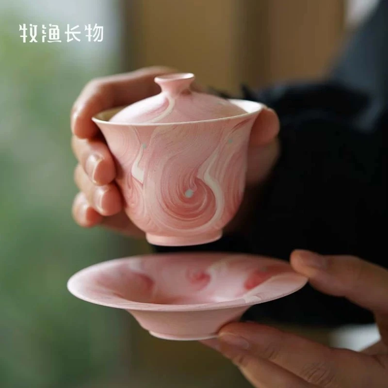 牧渔粉入海三才盖碗