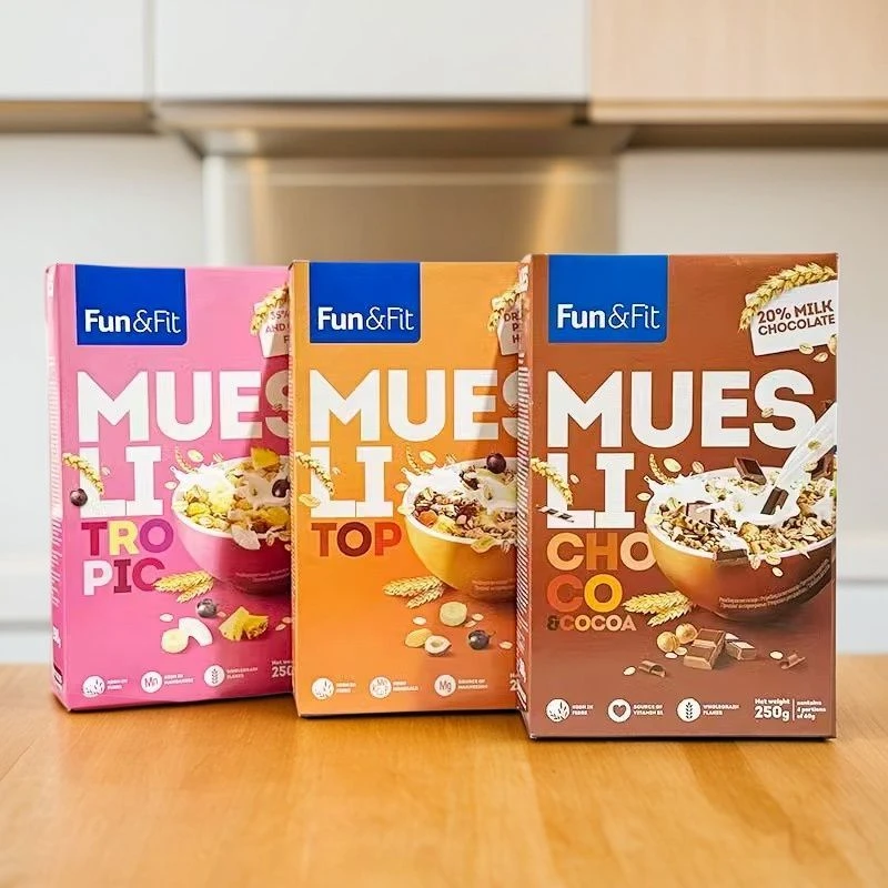 塞尔维亚进口Fit Muesli丰收盒子水果坚果巧克力麦片250g冲泡