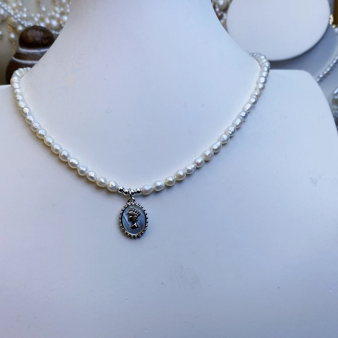 淡水珍珠颈饰银S925镶嵌