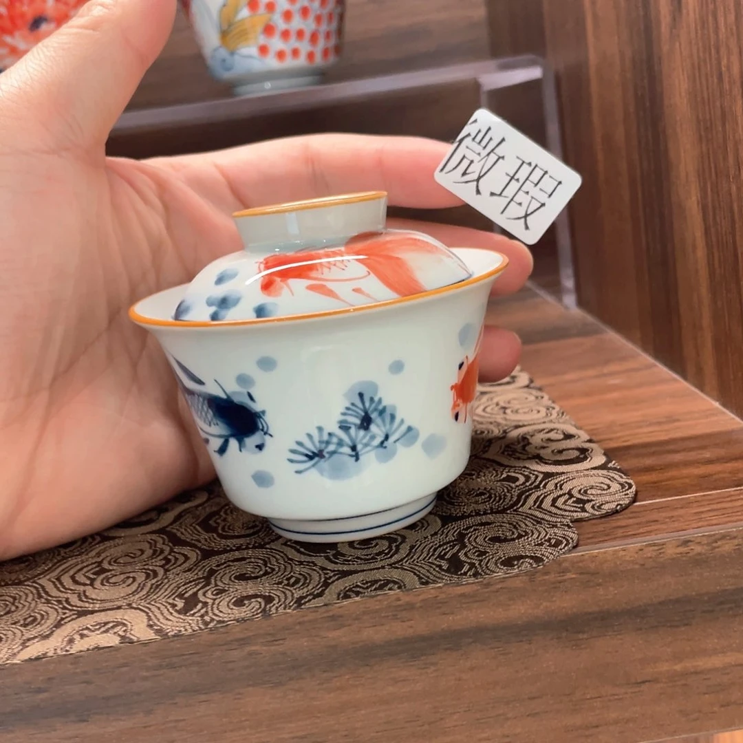 釉下彩纯手绘有瑕