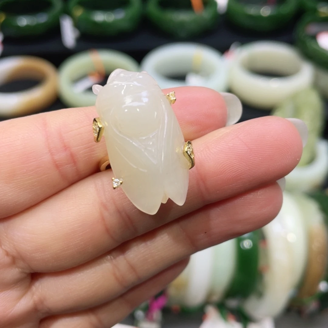 银S925镶嵌戒指和田玉
