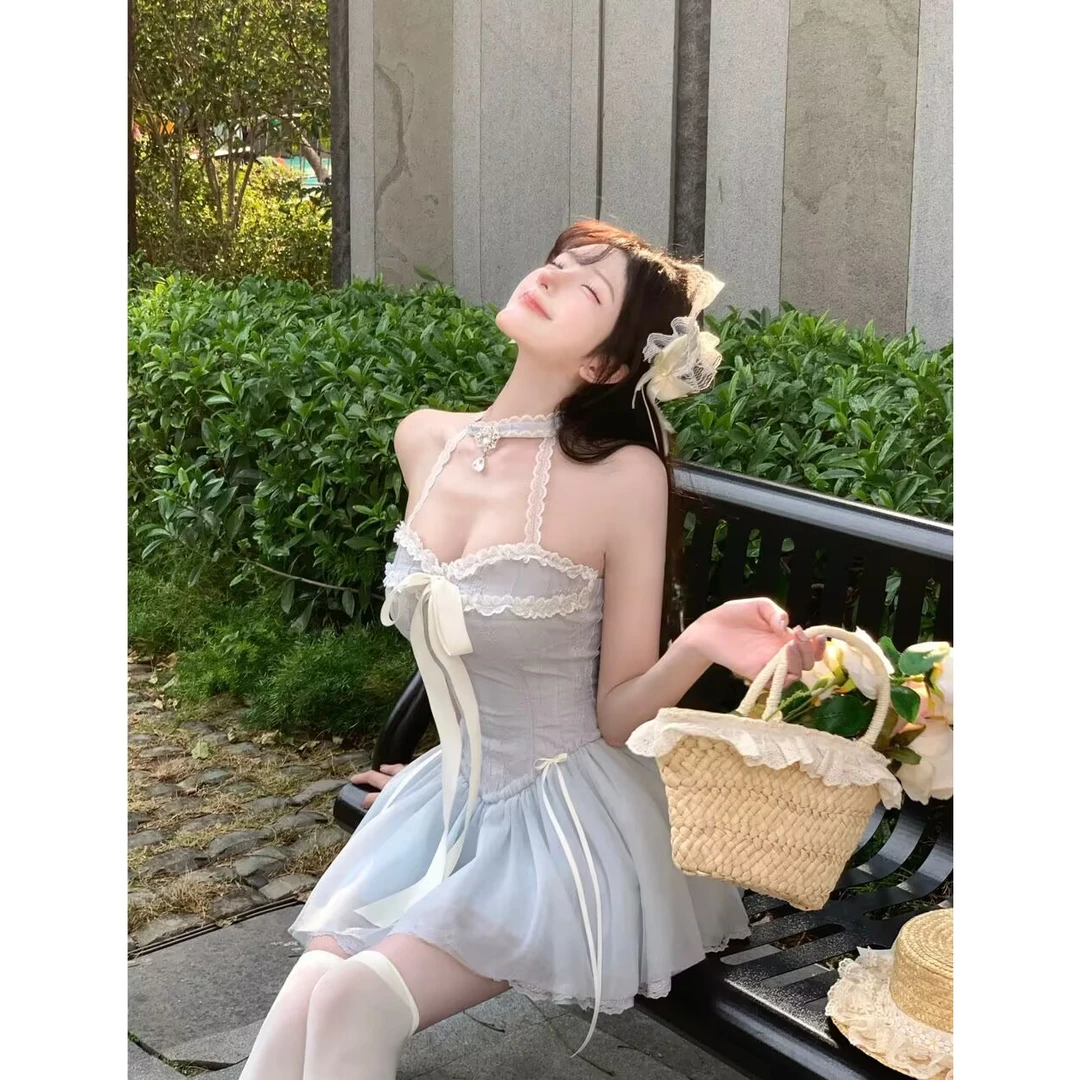 瑞茜·威瑟斯 芭蕾舞曲 春季纯欲风法式小众设计感小天鹅连衣裙