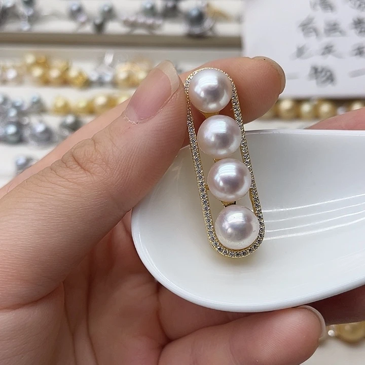 海水珍珠银S925镶嵌吊坠(不含链)