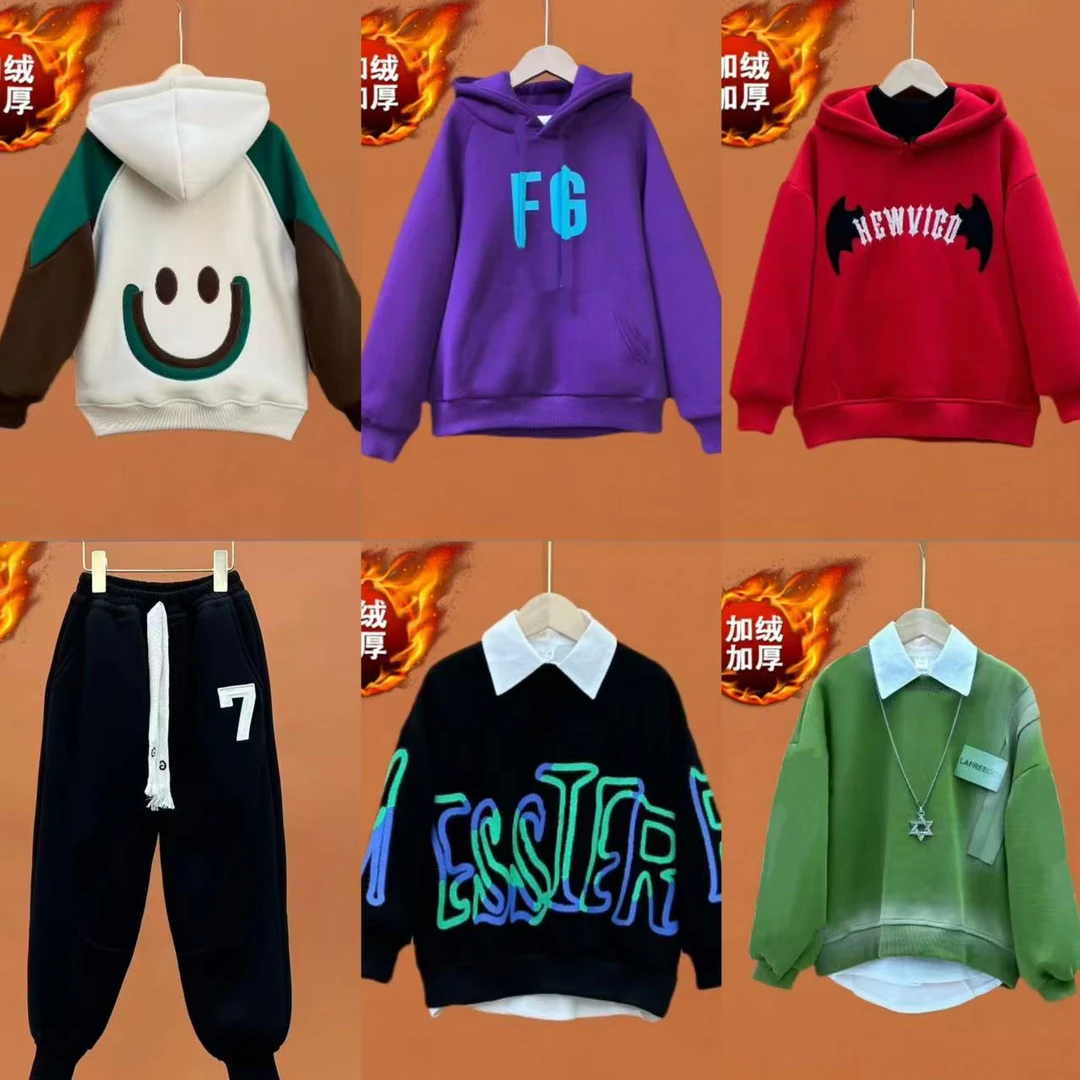 749X【6件冬款加绒组合】男女童冬款韩版卫衣亲子装【不含衬衫】