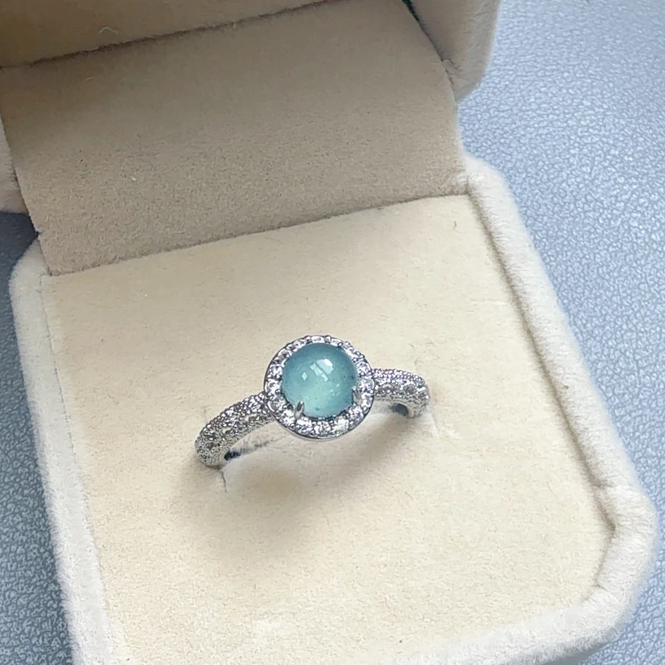 新款天然A货翡翠蛋面戒指简约百搭时尚潮流款