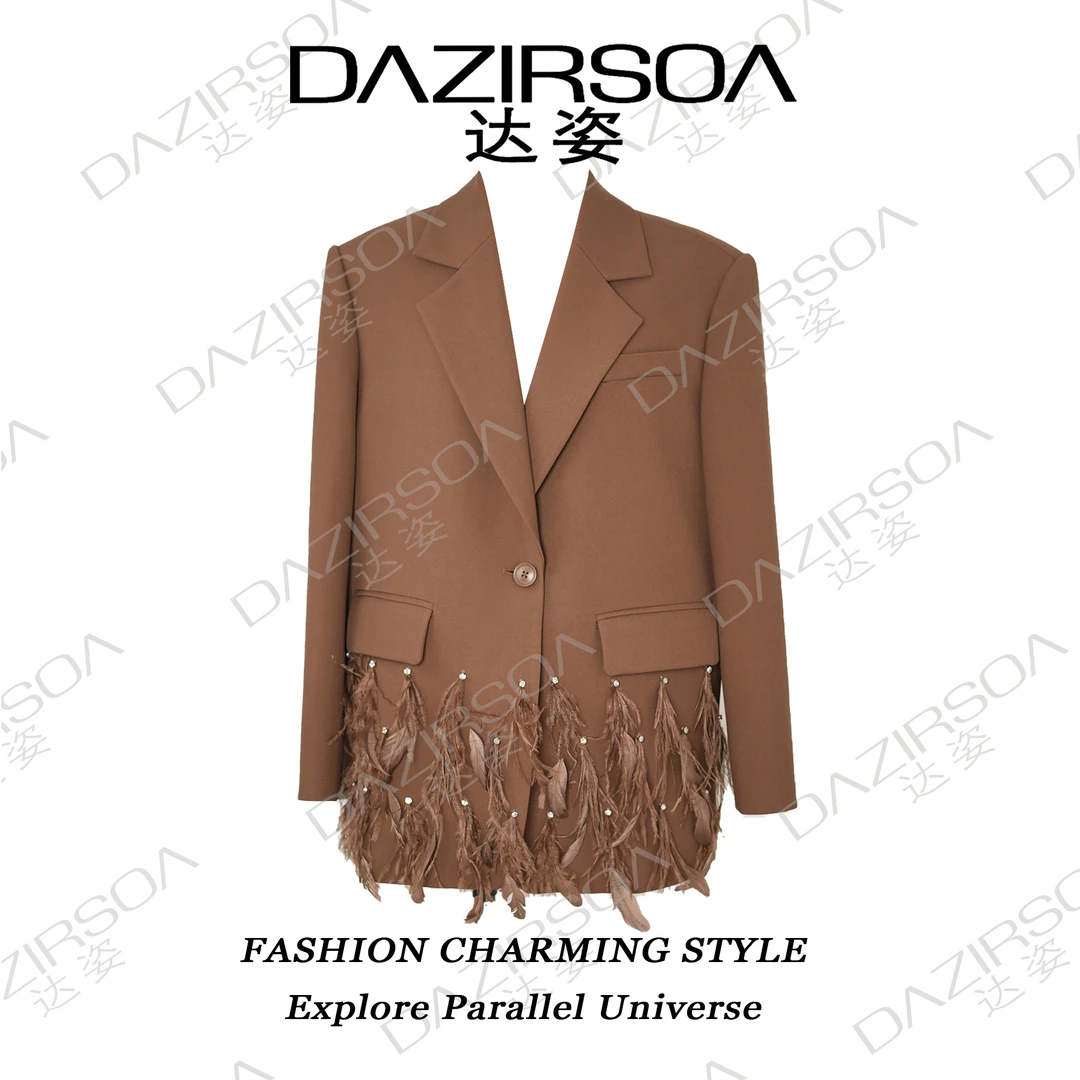 24A/W// “视线焦点” 重工羽毛拼接高级感西装 T015