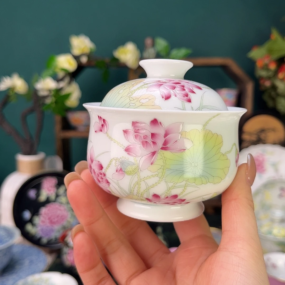 摆件陶景德镇陶瓷手绘茶杯