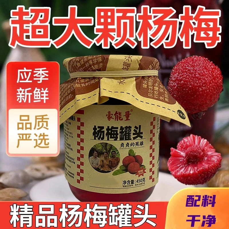 【4罐装】豪能量无添加剂糖水杨梅罐头大果450克新鲜水果罐头办公室