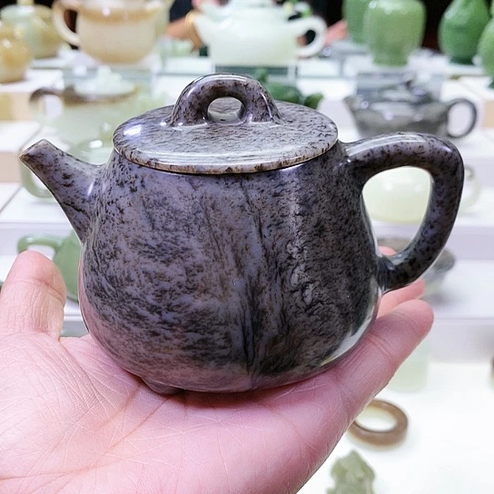 和田玉未镶嵌挂件茶壶230ml