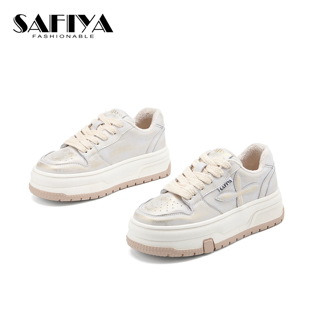 索菲娅Safiya2024冬季新款厚底加绒保暖百搭时尚休闲鞋SF44112A30