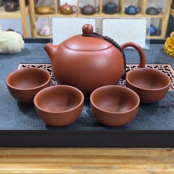 紫砂紫砂朱泥大西施（一壶四杯）