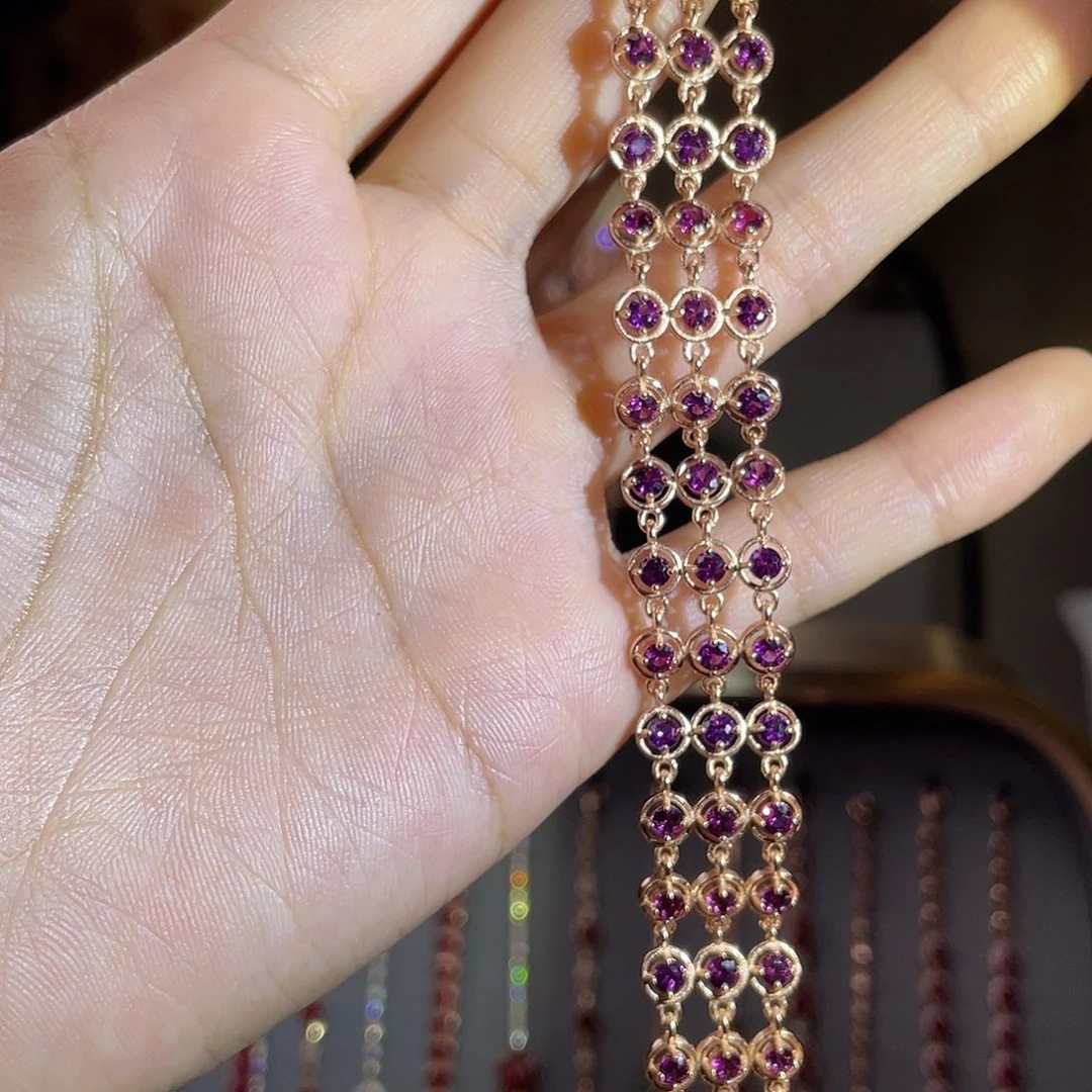 手链银S925镶嵌石榴石