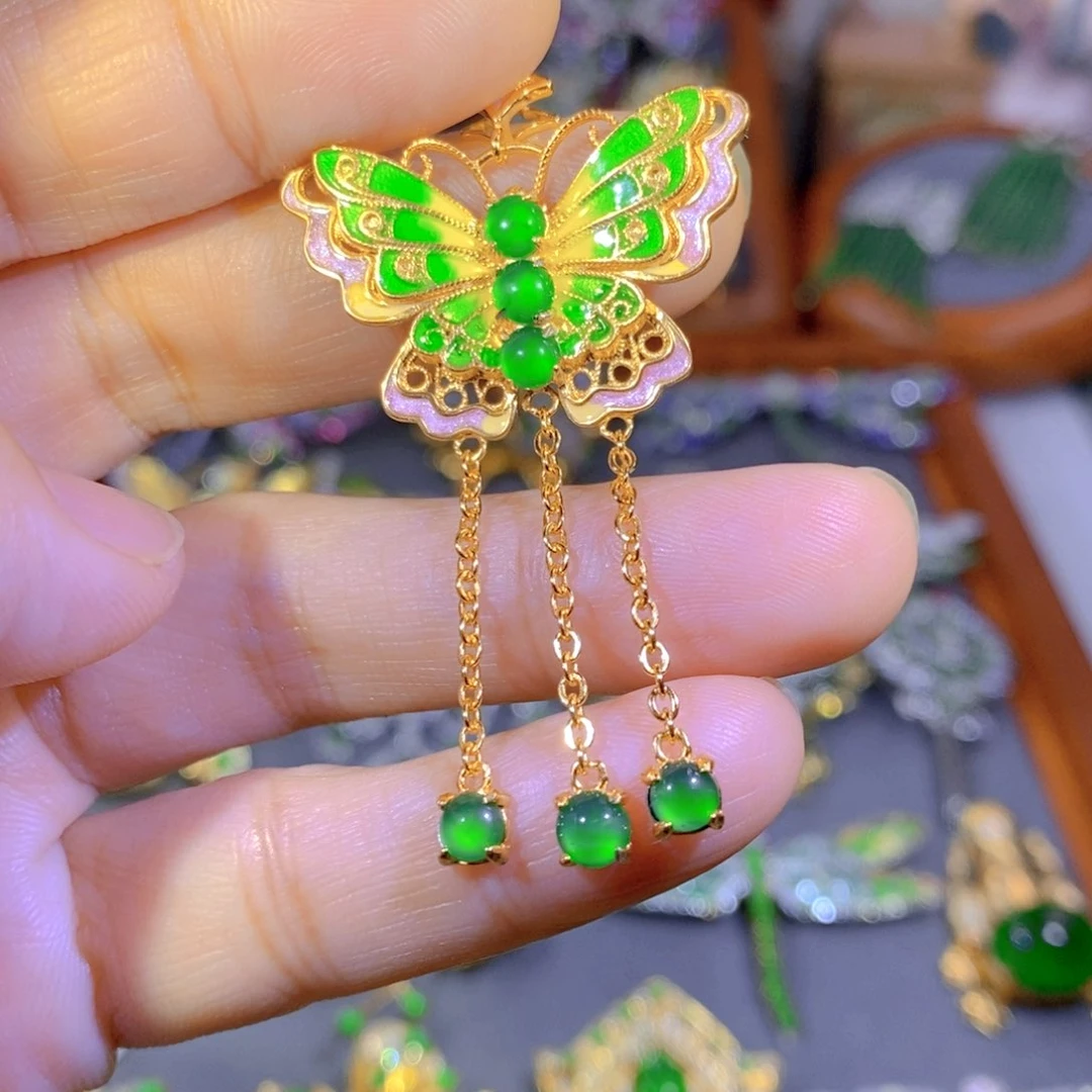 颈饰银S925镶嵌翡翠