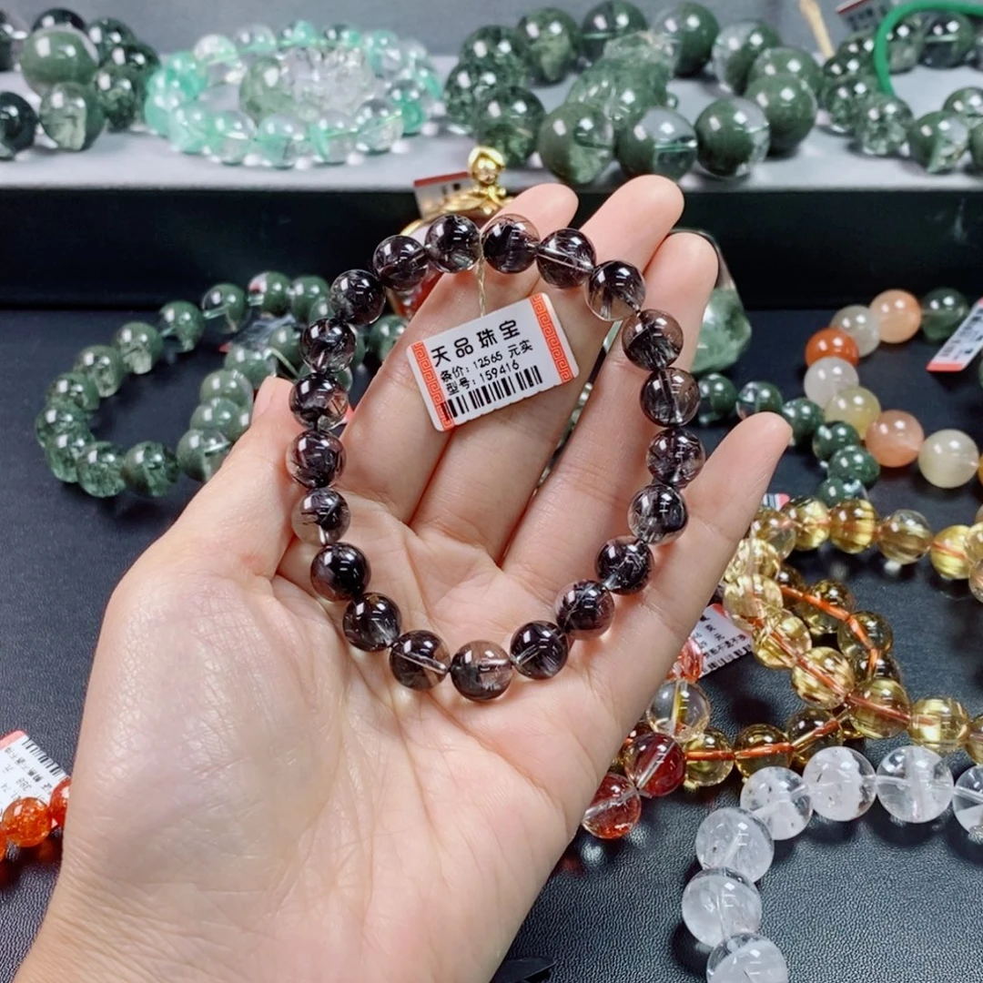 水晶手链未镶嵌黑银钛159416