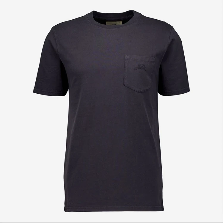 字母尺码男士全棉短袖经典纯色圆领水洗夏季刺绣口袋男T