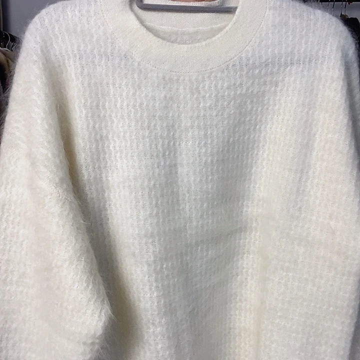 白色水波纹拉绒均码