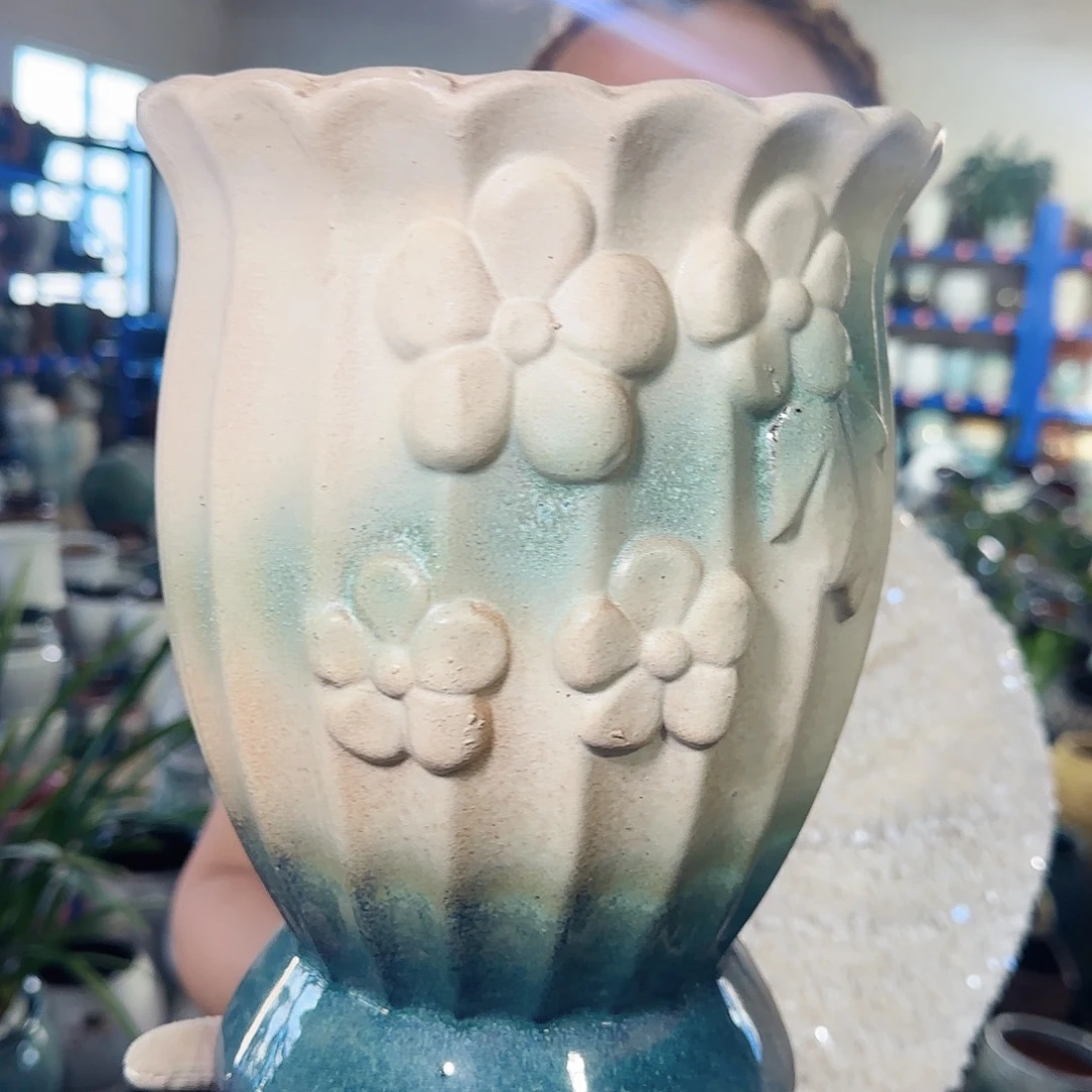 花盆紫砂高24口18。绿