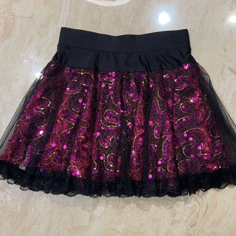 半身裙跳舞练功服裙子蕾丝双层短裙