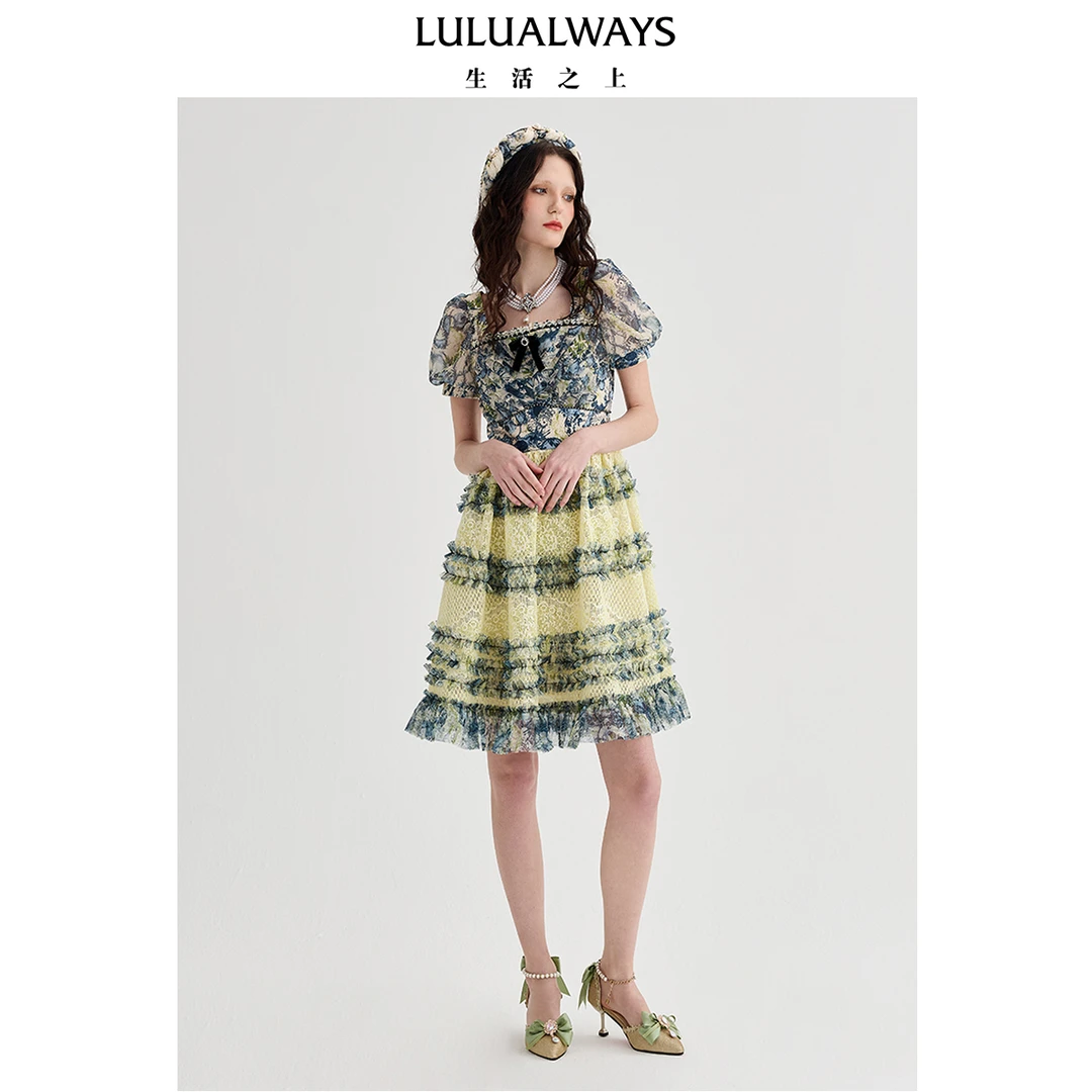 LULUALWAYS【商场同款】25春季新款气质清新春日氛围感收腰连衣裙