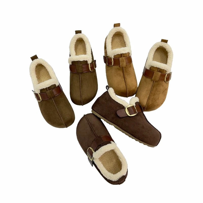 【237-241】秋冬新款皮带扣毛绒封边加绒保暖勃肯休闲女鞋S885