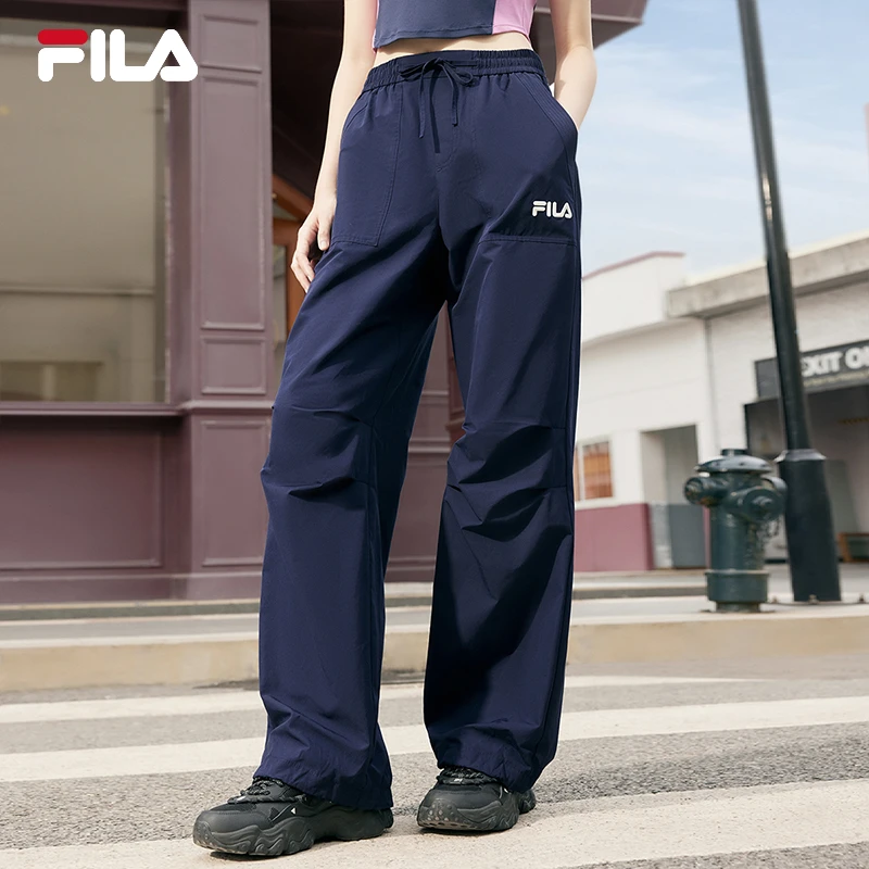 Fila/斐乐杨幂同款梭织长裤尤莱特宽松松弛休闲裤子F11W429801F