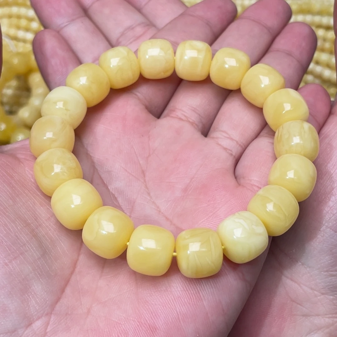 蜜蜡裸石未镶嵌吉**生蜜蜡手串13mm