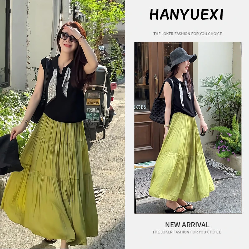 夏季一整套女装2025年新款韩版休闲减龄时尚无袖上衣半身裙两件套