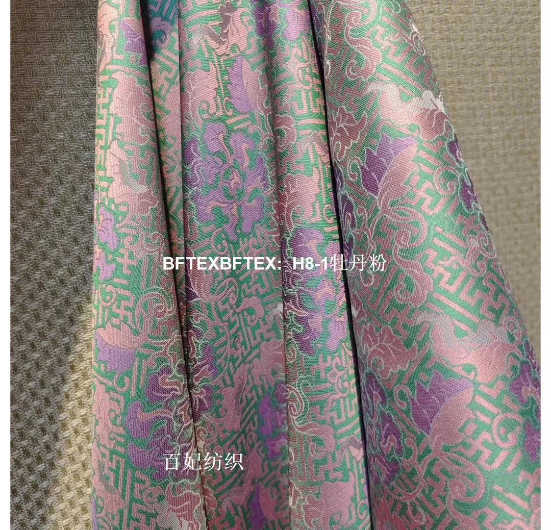 H8万寿牡丹 三色新中式国风色织提花服装面料