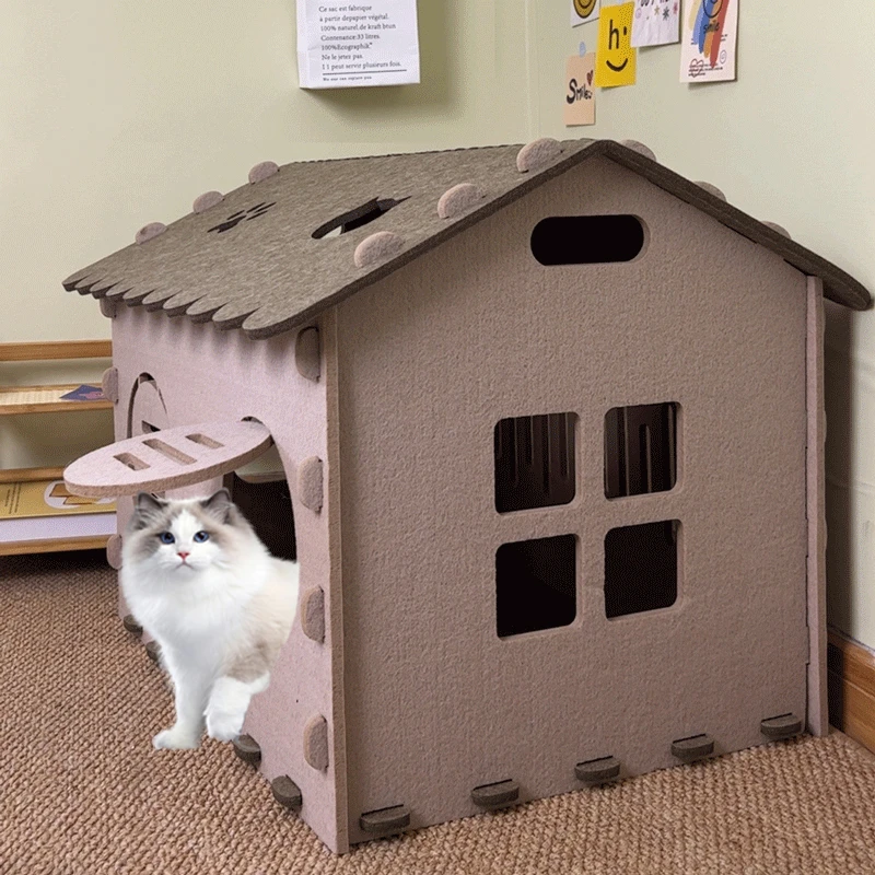 猫窝四季通用毛毡封闭式安全感猫别墅帐篷夏季超大夏天房子产房