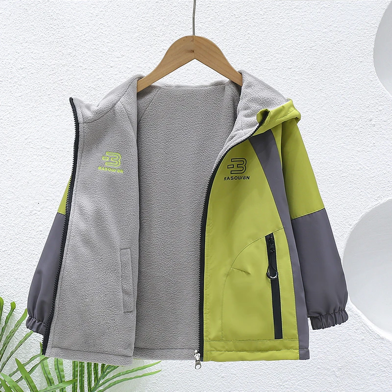 男童秋冬季加绒双面穿冲锋衣2025年儿童爆款外套防风中大童两面穿