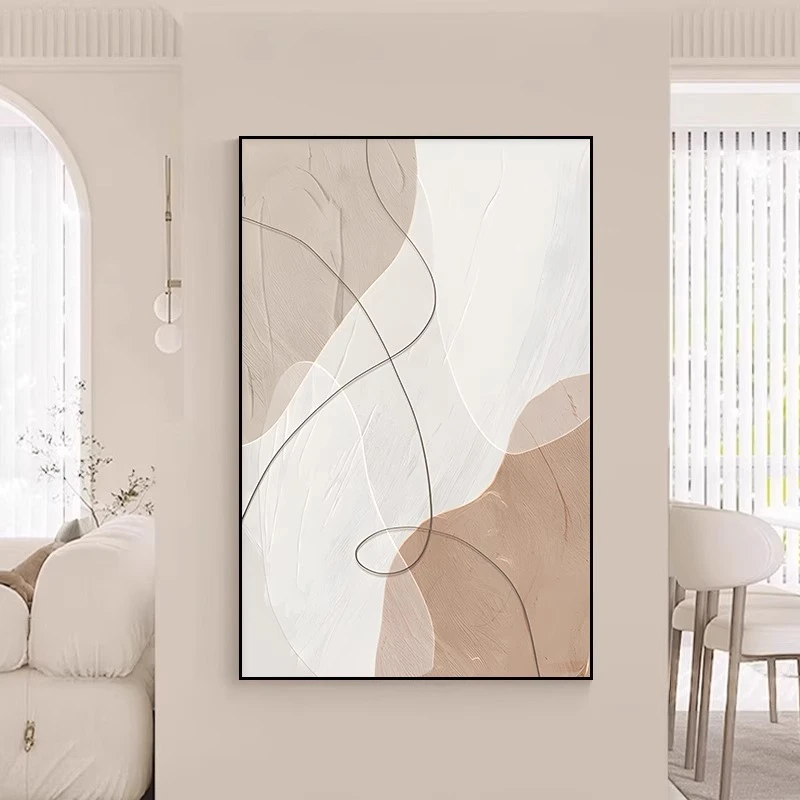 奶油风客厅装饰画沙发背景墙极简抽象轻奢风壁画玄关走廊过道挂画