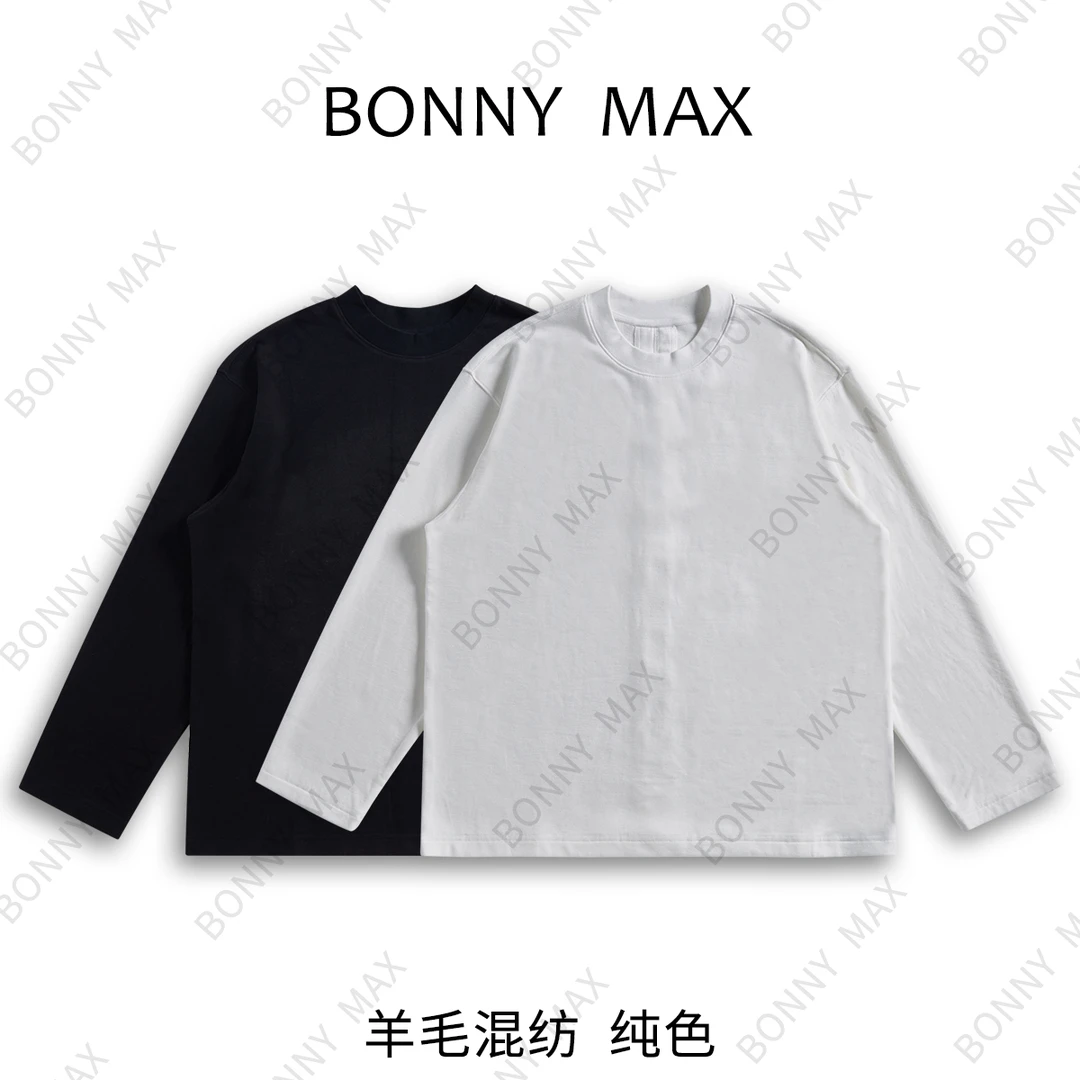 阿文Bonny max男士秋冬无缀式羊毛混纺加绒极简轮廓长袖百搭单品