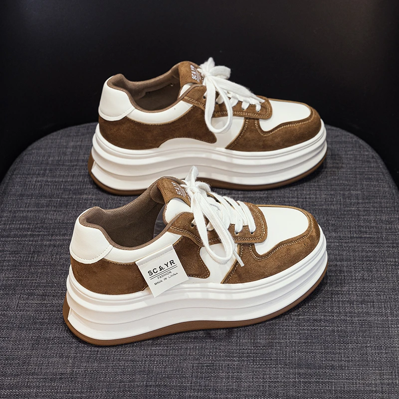 欧洲站松糕厚底休闲鞋2025春季新款小个子增高休闲小白鞋学生女鞋