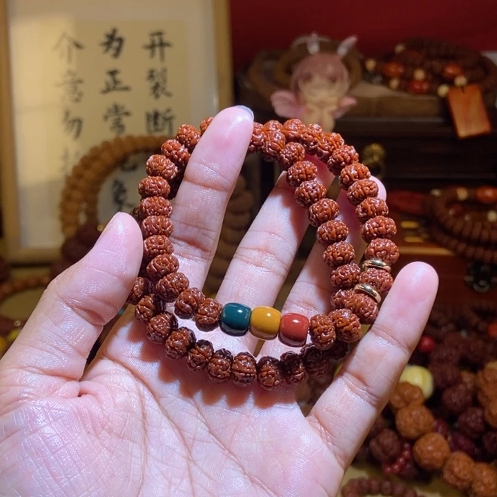 吊坠金刚菩提106玉化双圈红绿珠
