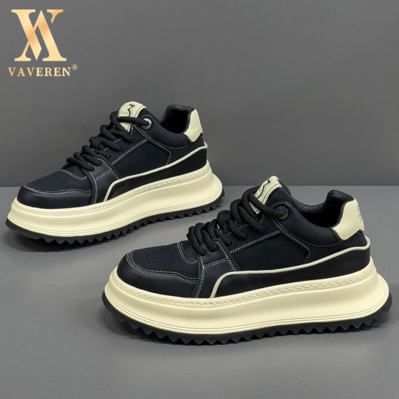 VAVEREN男鞋2025秋冬季新款头层牛皮欧洲站轻便防滑厚底增高真皮