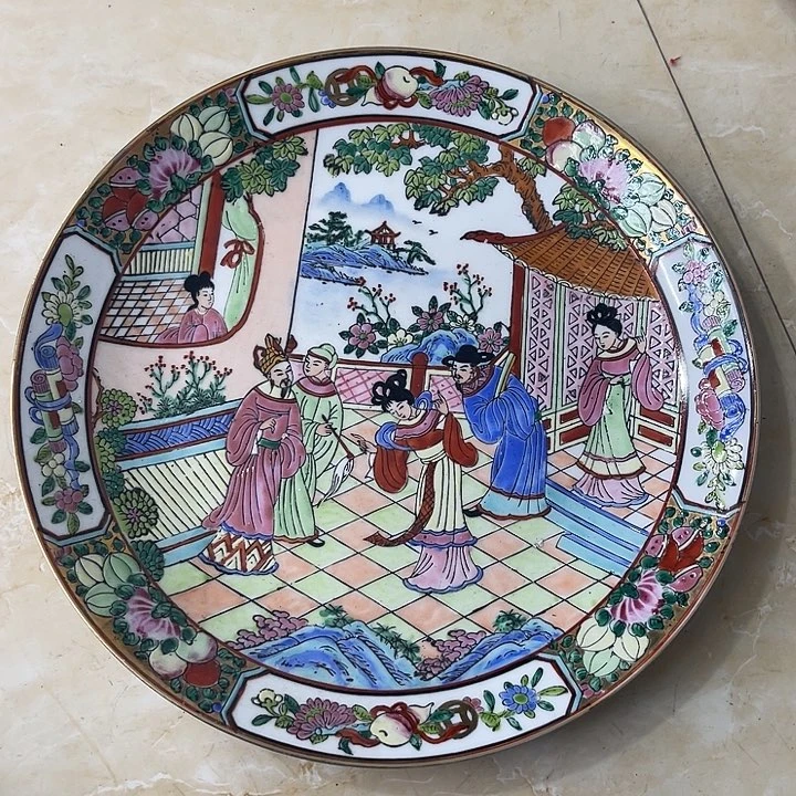 摆件广彩手绘赏盘