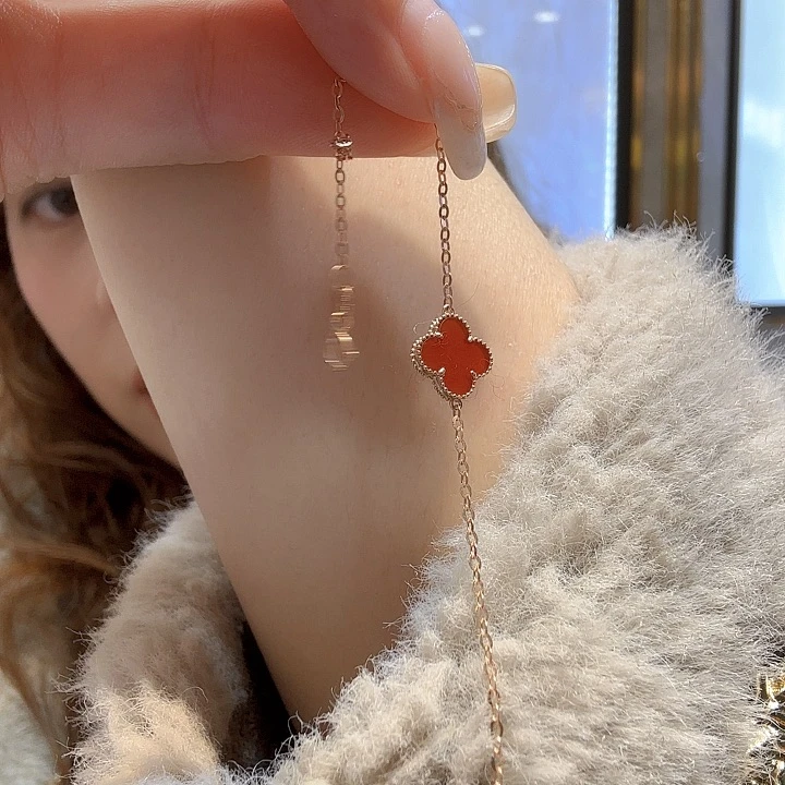 玛瑙/玉髓手链18K金镶嵌10mm草