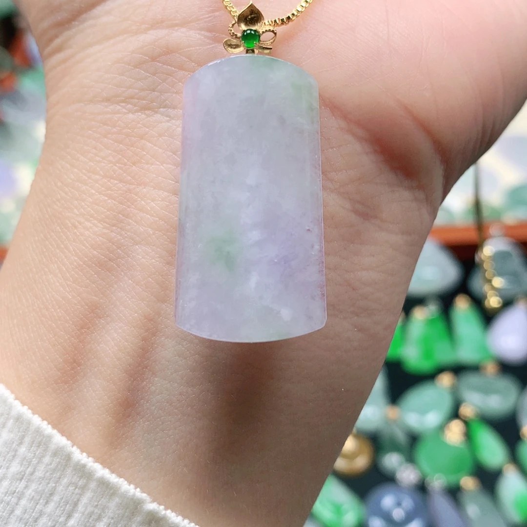 吊坠(不含链)18K金镶嵌翡翠