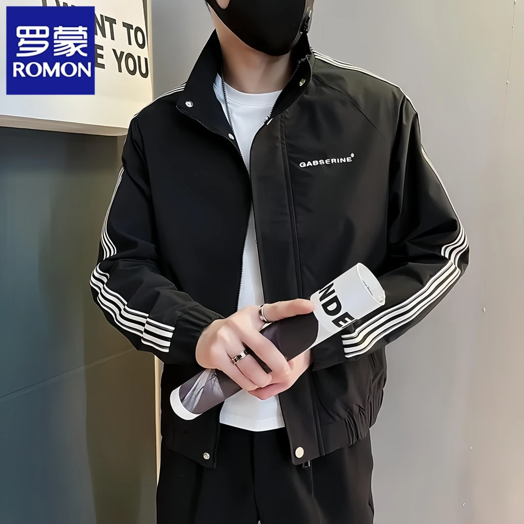罗蒙男士外套春秋季新款帅气青年工装翻领夹克韩版潮流休闲上衣服