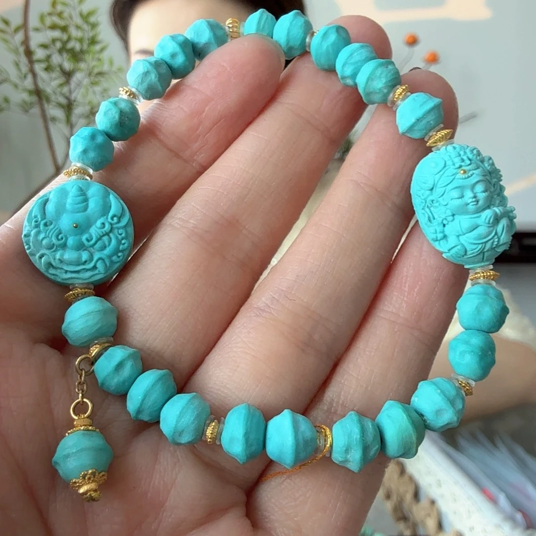 绿松石18K金镶嵌珠宝奇石