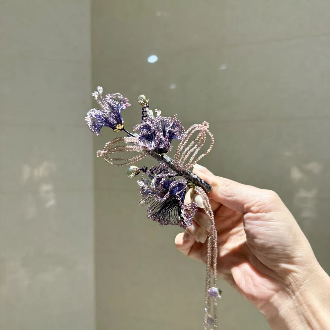 【莫奈海之星】紫兰悠悠系列花朵边夹小众设计气质高级感日常款