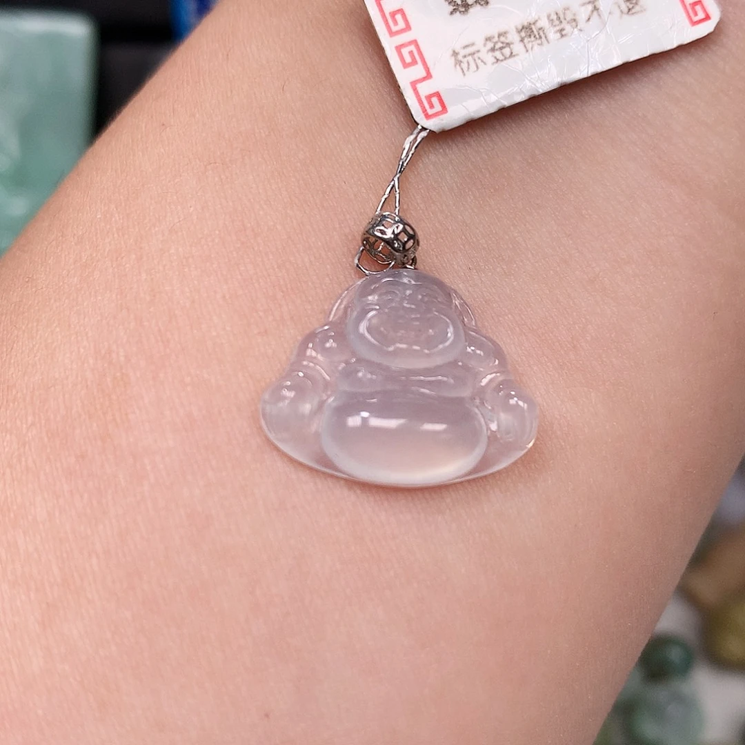 翡翠18K金镶嵌颈饰佛公