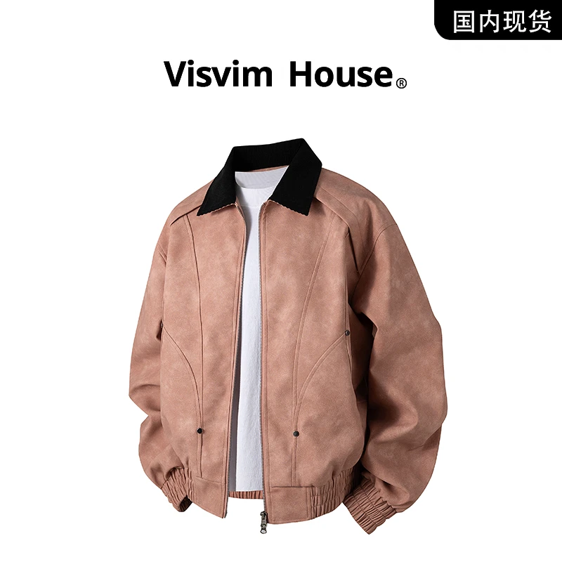 【品牌现货撤柜】VISVIM WINGS春秋新款翻领底特律PU皮夹克男士外套