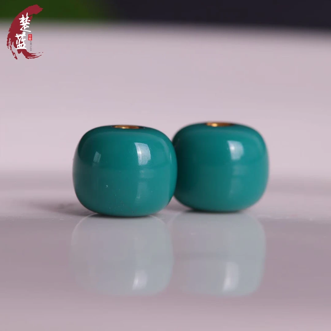 绿松石精品高瓷高色老型珠对珠配珠顶腰珠配饰