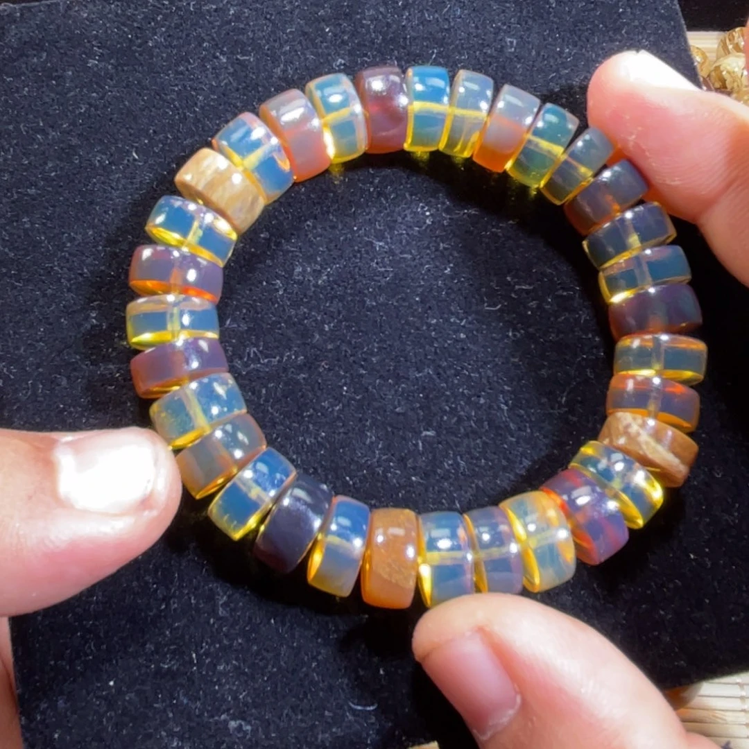 琥珀未镶嵌手链算盘珠多宝手串