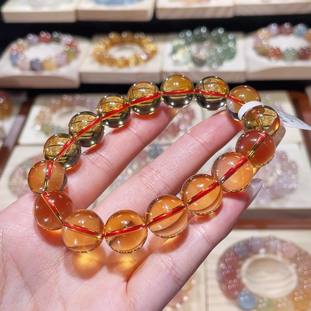 水晶未镶嵌手链黄水晶手链，晶体通透