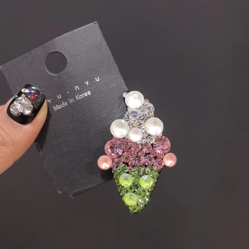 新款冰淇淋发夹BB夹可爱刘海夹侧边夹彩钻闪闪儿童发夹碎发夹头饰