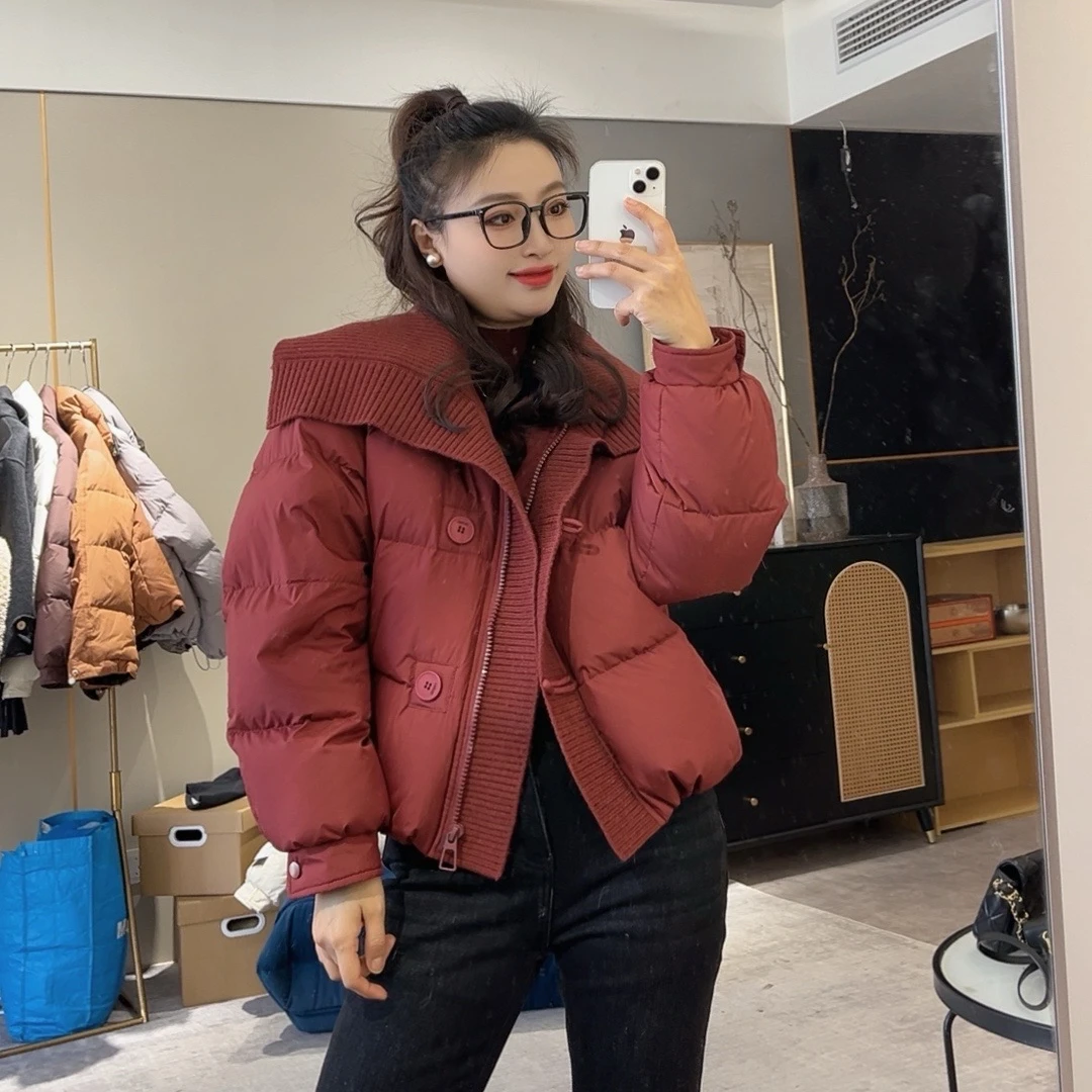 【欧加恋恋】冬季时尚百搭保暖加厚针织翻领短款外套 M24123106