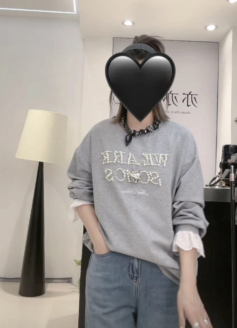 新款珠珠重工休闲宽松卫衣